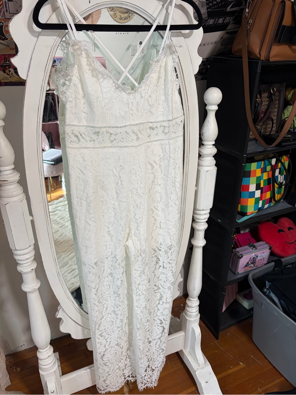 SHEIN White Lace Camisole Jumpsuit